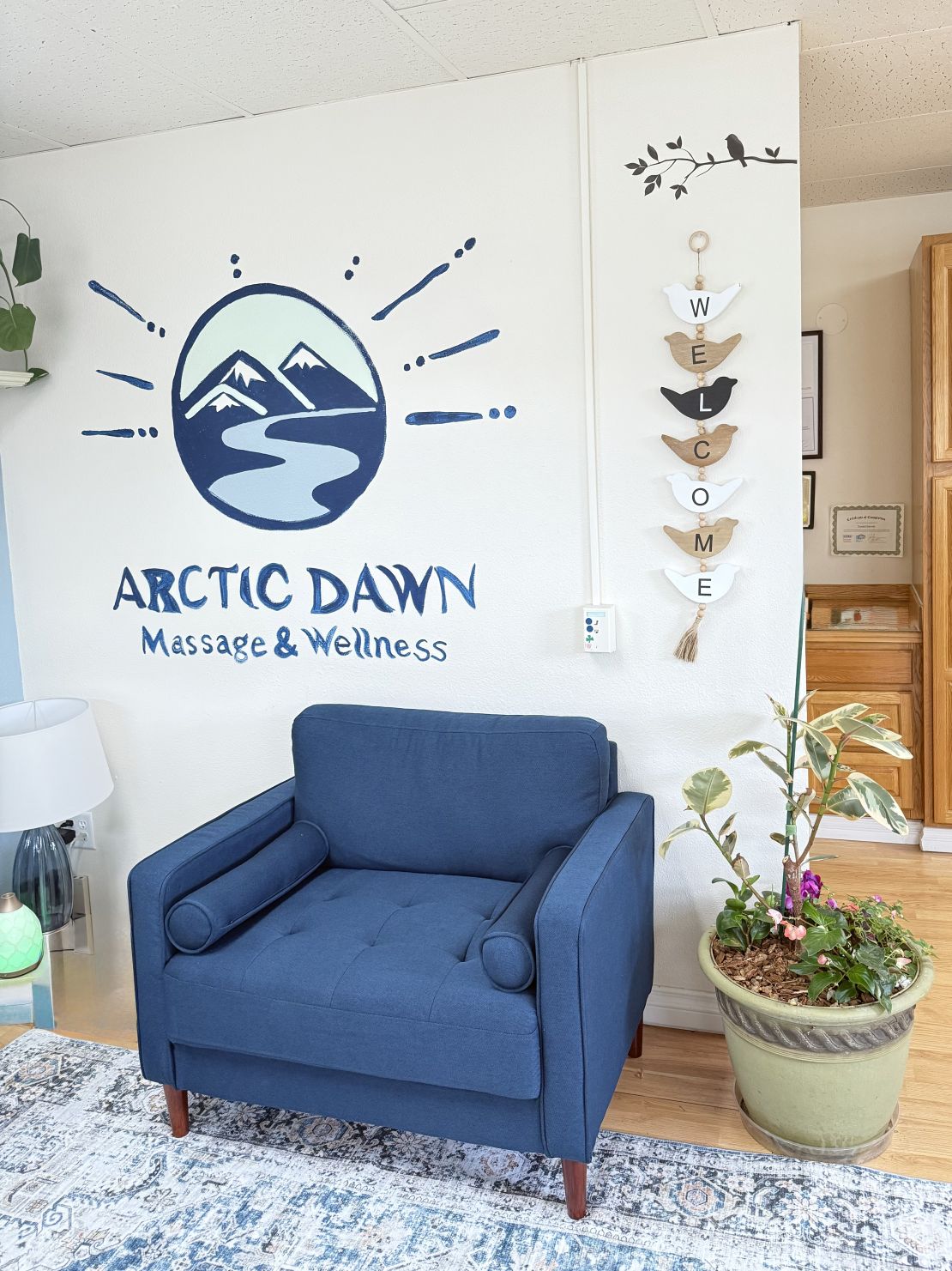 Comfortable seating area in the clinic lobby for client arrival in Anchorage Alaska