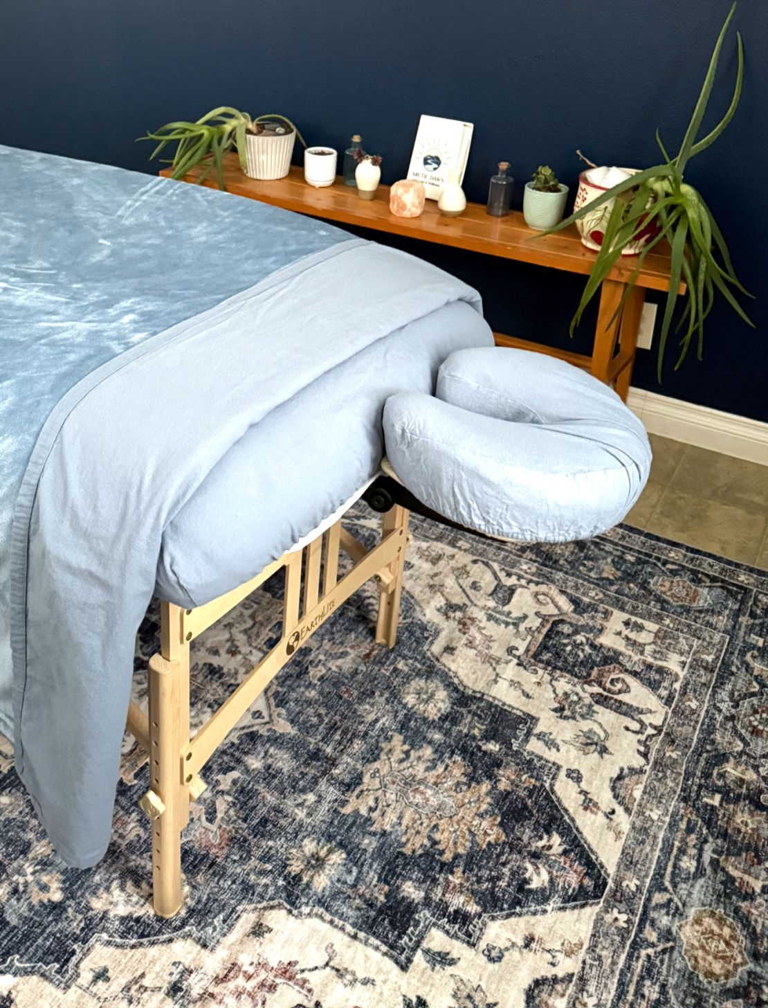 Therapeutic massage treatment room prepared for a client’s arrival in Anchorage Alaska